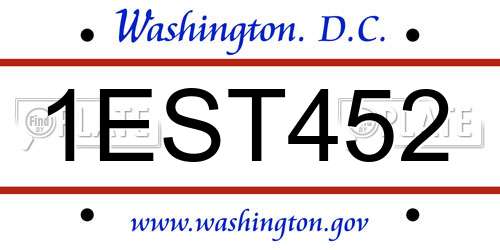 1EST452 District Of Columbia License Plate