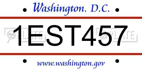 1EST457 District Of Columbia License Plate