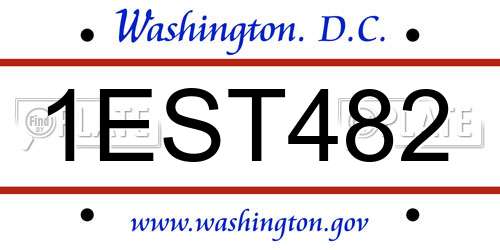 1EST482 District Of Columbia License Plate