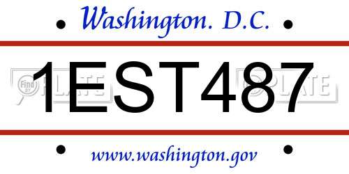 1EST487 District Of Columbia License Plate