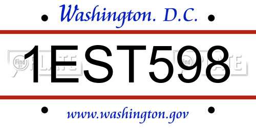 1EST598 District Of Columbia License Plate