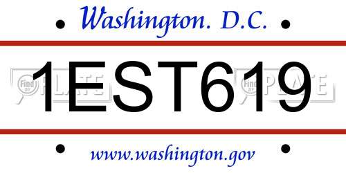 1EST619 District Of Columbia License Plate