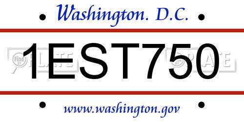 1EST750 District Of Columbia License Plate