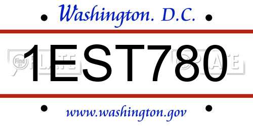 1EST780 District Of Columbia License Plate