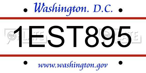 1EST895 District Of Columbia License Plate