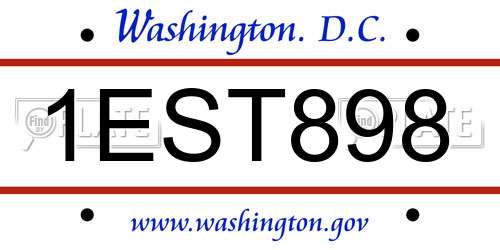 1EST898 District Of Columbia License Plate