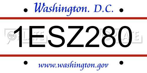 1ESZ280 District Of Columbia License Plate