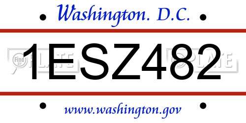 1ESZ482 District Of Columbia License Plate