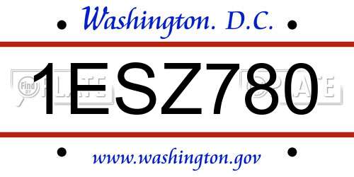 1ESZ780 District Of Columbia License Plate