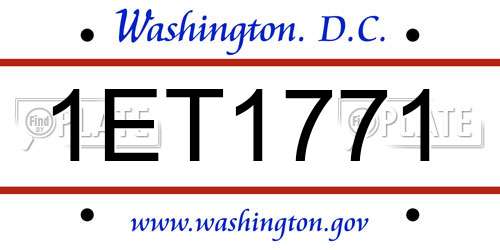 1ET1771 District Of Columbia License Plate