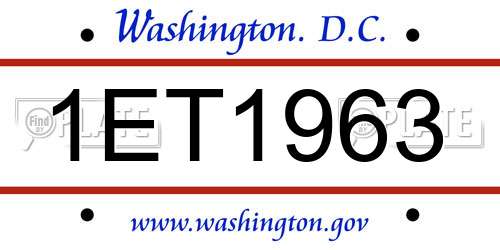 1ET1963 District Of Columbia License Plate