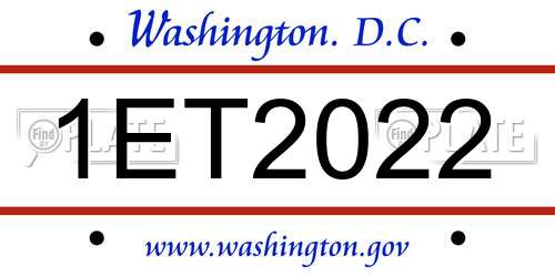 1ET2022 District Of Columbia License Plate