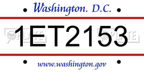 1ET2153 District Of Columbia License Plate