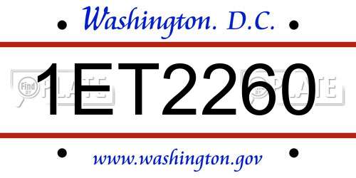 1ET2260 District Of Columbia License Plate