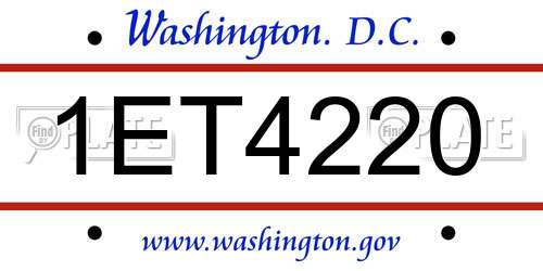 1ET4220 District Of Columbia License Plate