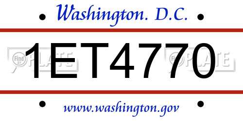 1ET4770 District Of Columbia License Plate
