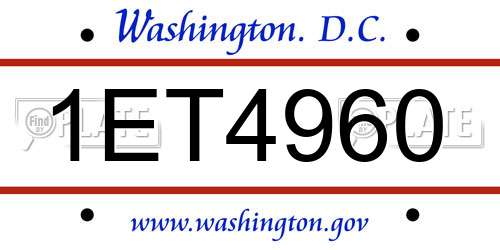 1ET4960 District Of Columbia License Plate