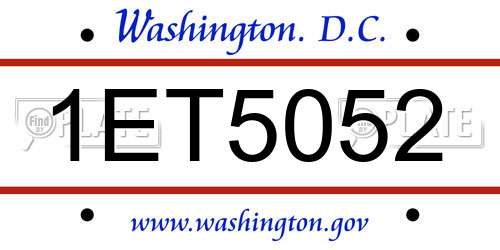 1ET5052 District Of Columbia License Plate