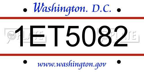 1ET5082 District Of Columbia License Plate