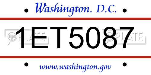 1ET5087 District Of Columbia License Plate