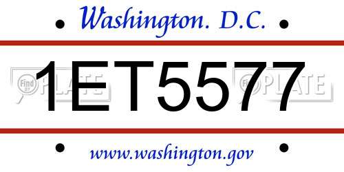 1ET5577 District Of Columbia License Plate