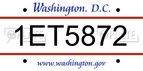 1ET5872 District Of Columbia License Plate