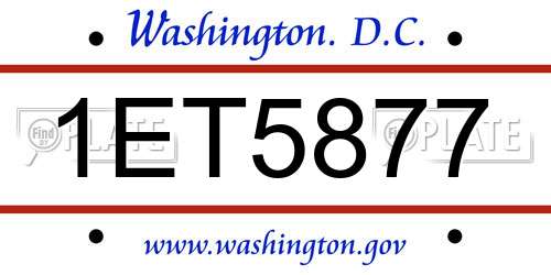 1ET5877 District Of Columbia License Plate