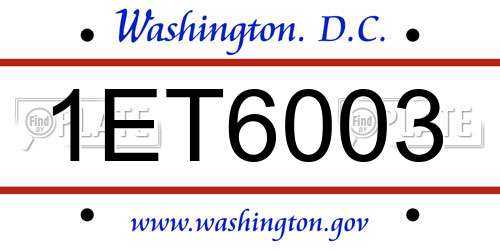 1ET6003 District Of Columbia License Plate