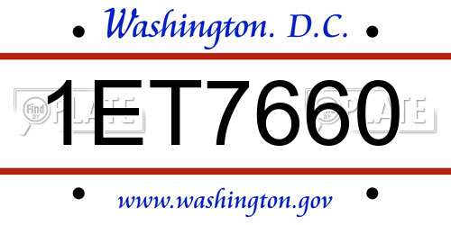 1ET7660 District Of Columbia License Plate