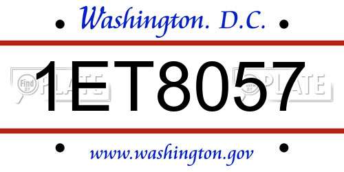1ET8057 District Of Columbia License Plate