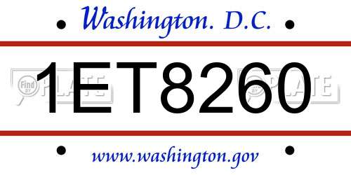1ET8260 District Of Columbia License Plate