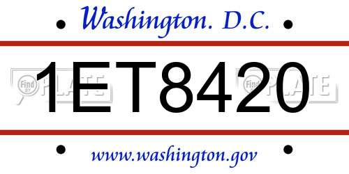 1ET8420 District Of Columbia License Plate