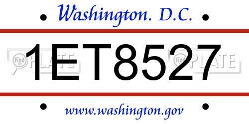 1ET8527 District Of Columbia License Plate