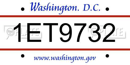 1ET9732 District Of Columbia License Plate