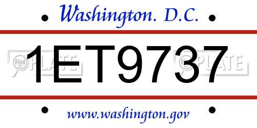 1ET9737 District Of Columbia License Plate