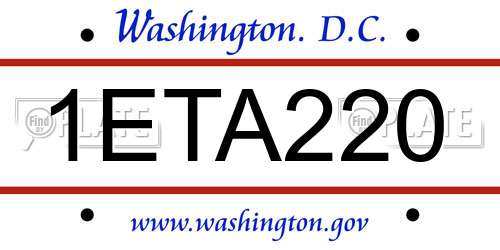 1ETA220 District Of Columbia License Plate