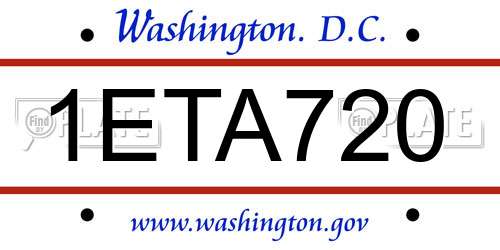 1ETA720 District Of Columbia License Plate