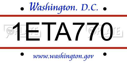 1ETA770 District Of Columbia License Plate