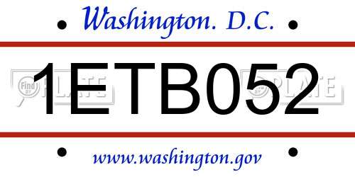 1ETB052 District Of Columbia License Plate