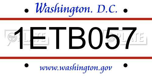 1ETB057 District Of Columbia License Plate