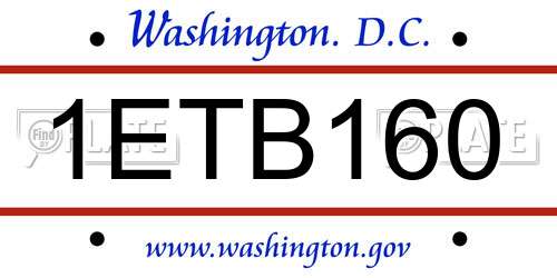 1ETB160 District Of Columbia License Plate