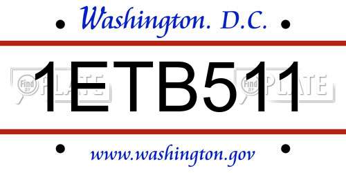 1ETB511 District Of Columbia License Plate