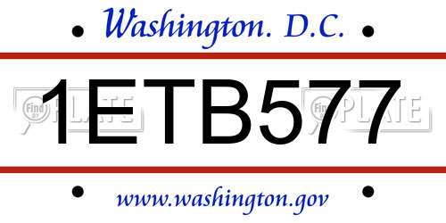 1ETB577 District Of Columbia License Plate