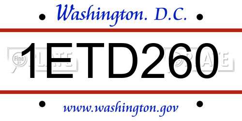 1ETD260 District Of Columbia License Plate