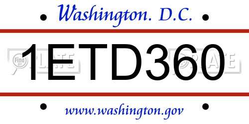 1ETD360 District Of Columbia License Plate