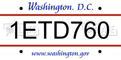 1ETD760 District Of Columbia License Plate