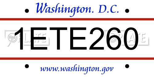 1ETE260 District Of Columbia License Plate