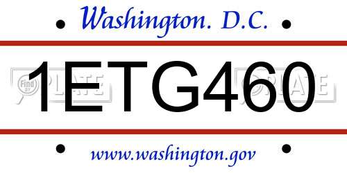 1ETG460 District Of Columbia License Plate