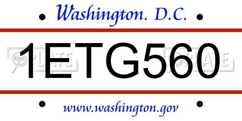 1ETG560 District Of Columbia License Plate
