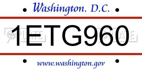 1ETG960 District Of Columbia License Plate